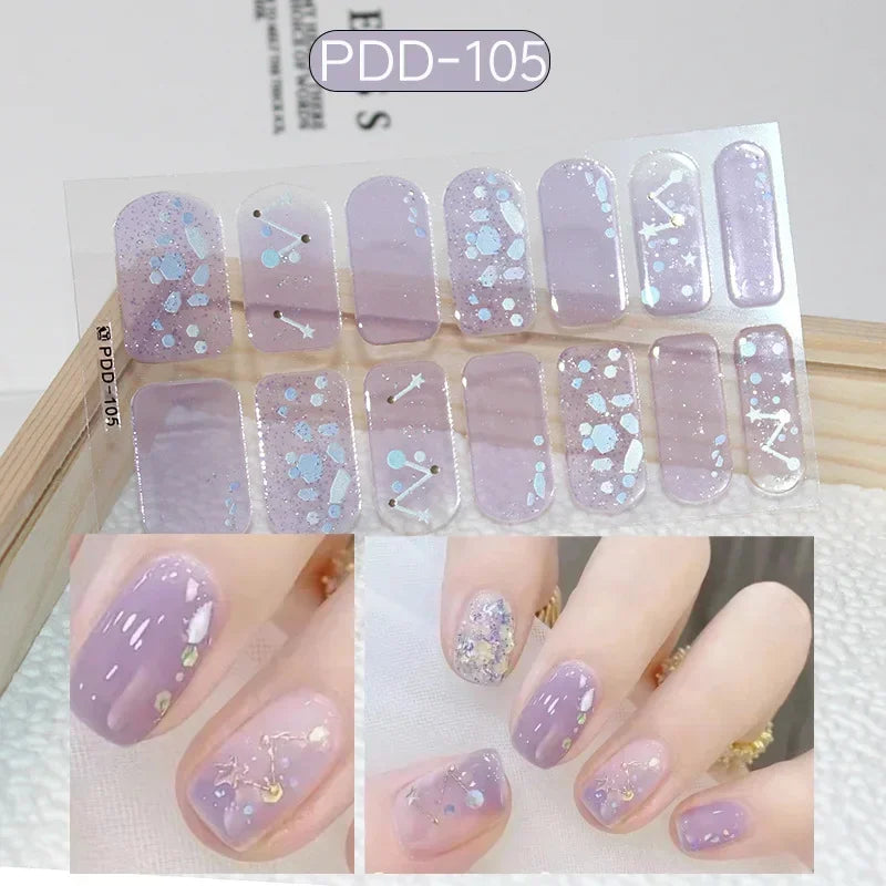 Glitter Full Cover Nail Stickers | Self-Adhesive Nail Wraps