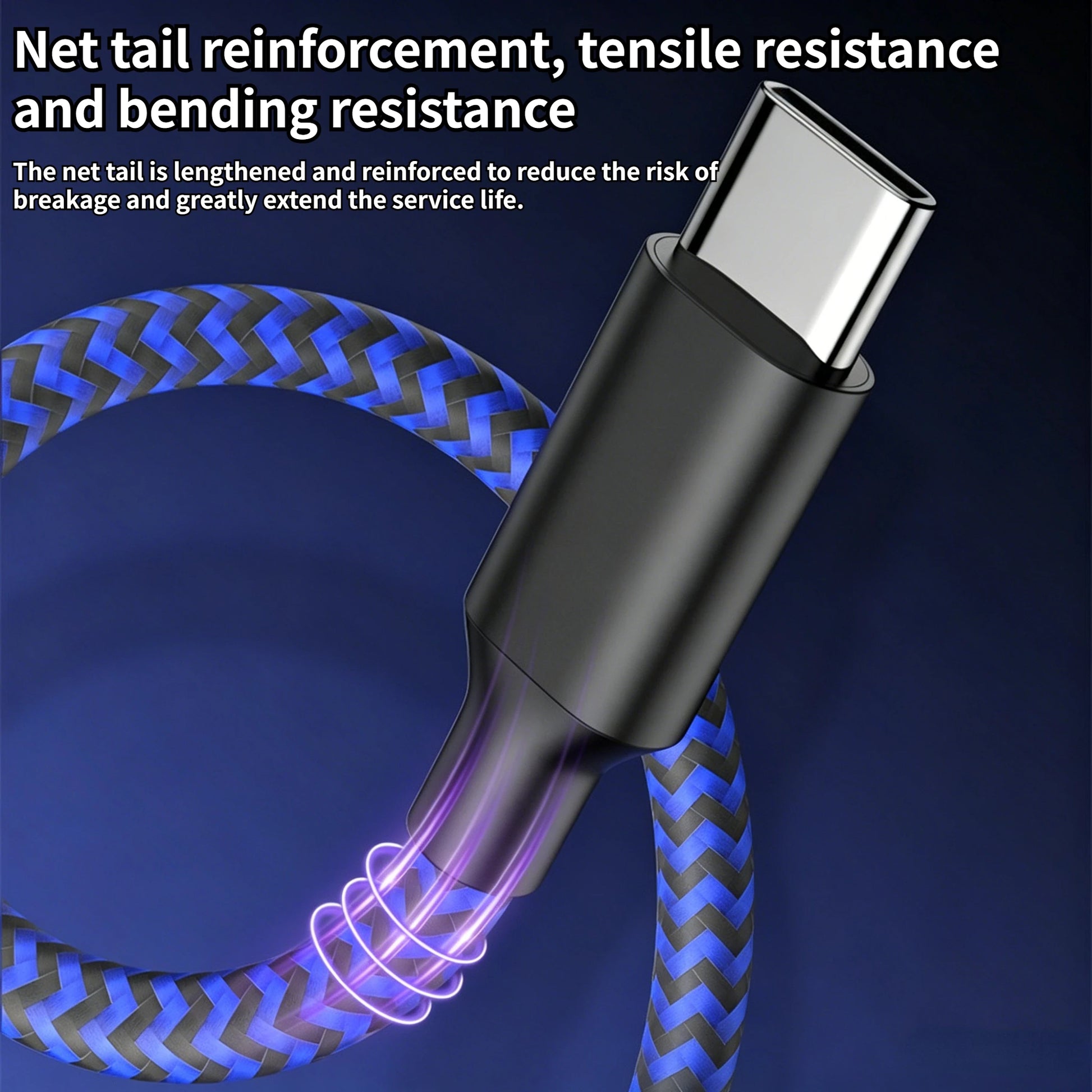 USB To Type-C Nylon Data Cable Supports 10A Ultra-Fast Charging 1m/3m Pptional Both Electrical Charging And Data Transmission Peaceful Pleasures Health and Wellness