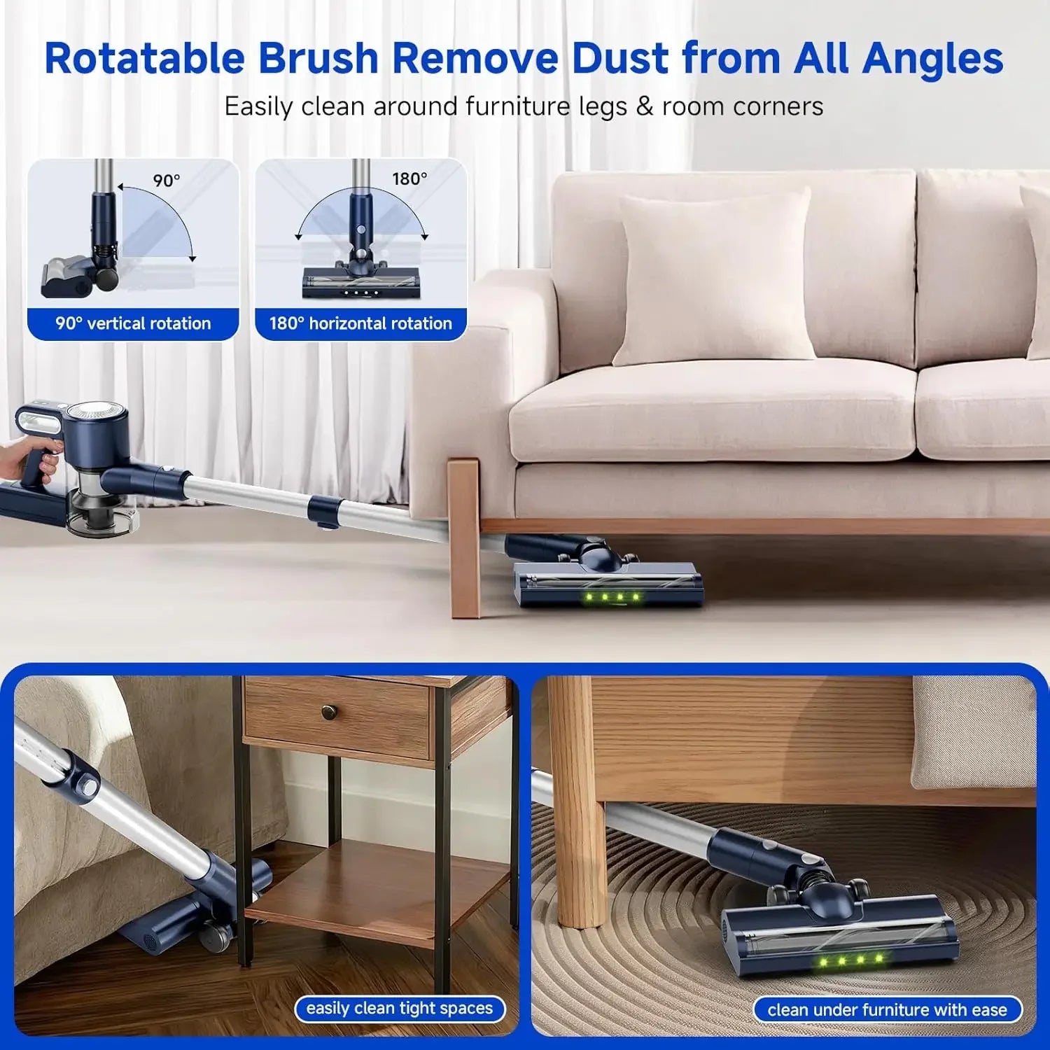 Cordless Vacuum Cleaner with 30KPa Suction, 6-in-1 Design for Pet Hair and Hard Floors Peaceful Pleasures Health and Wellness