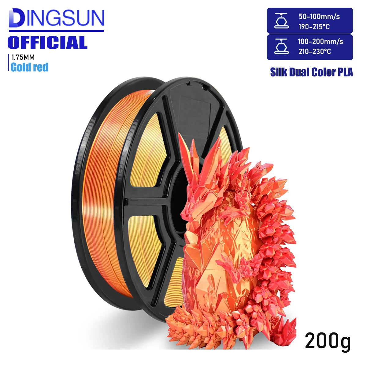 Silk PLA Filament Bundle 4×250g Dual Color Glossy 1.75mm