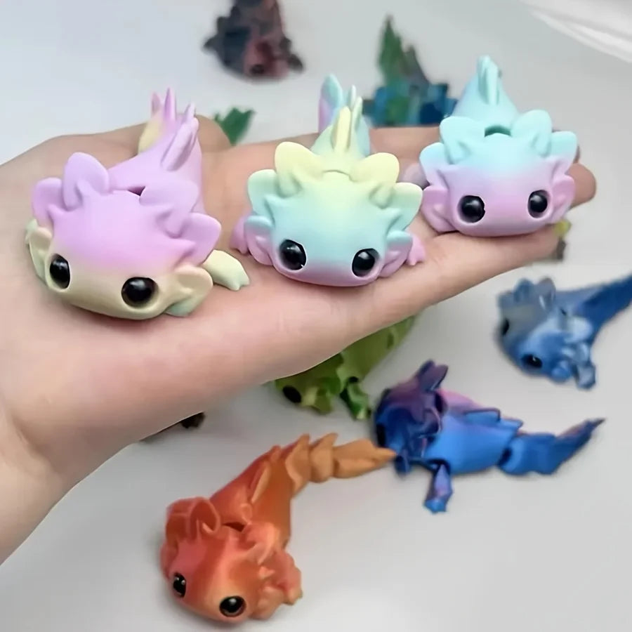2-Pack of Randomly Colored 3D Printed Small Animals, Cute Salamanders with Movable Joints, Adorable Water Tiger Fish Ornaments with Happy Expressions, Perfect for Holiday Gifts and Desktop Decorations, Great Holiday Gift Item Peaceful Pleasures Health and Wellness