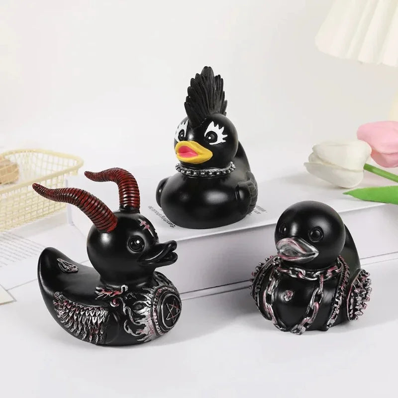 Devil Punk Duck Desktop Ornament Electric Syllable Death Rock Duck Dark Halloween Decoration Doll Peaceful Pleasures Health and Wellness