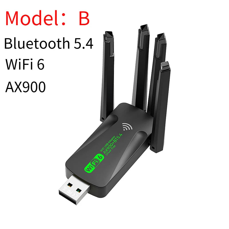 WiFi 6 AX900 USB Adapter Bluetooth 5.4 Dual Band 2.4G 5G 4 Antennas WiFi6 USB Network Receiver Dongle Driver Free Win 10/11 Peaceful Pleasures Health and Wellness style 2