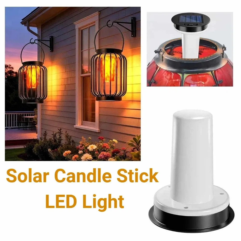 Solar Flickering Flame Lantern Top – Auto On/Off, IP44 Waterproof