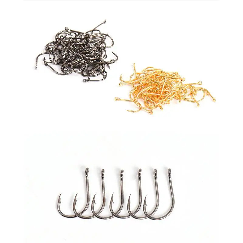 High-Quality Fishing Hooks Set, 600pcs Carbon Steel Fishhooks with Sharp Barbed Design, Portable Plastic Box Included, Ideal for Peaceful Pleasures Health and Wellness