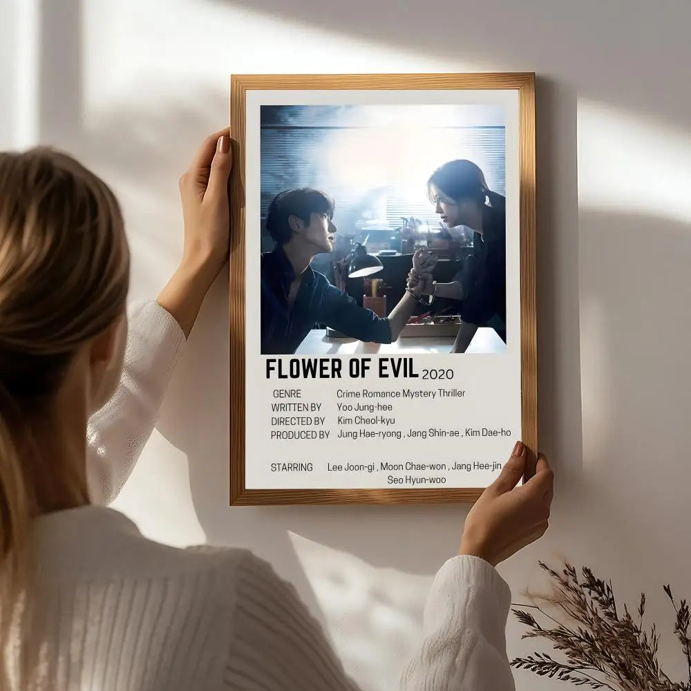 Drama F-Flower of Evil Poster HD Self Adhesive Waterproof Wall Art Ideal for Home Office Dorm Bedroom Great Gift Peaceful Pleasures Health and Wellness White8 21X30cmNoframe
