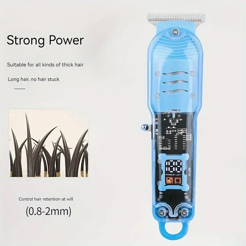 Transparent Electric Hair Clipper – USB Rechargeable Men's Trimmer