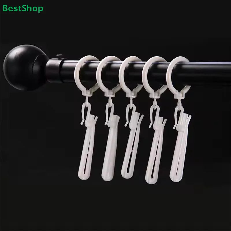 50-Pack White Adjustable Plastic Curtain Clip Hooks