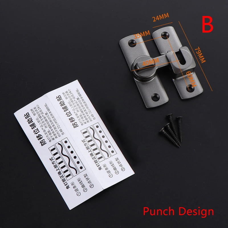 New Punch-free Hasp Latch Door Lock Black Cabinet Locks Kids Safety Lock Sliding Door Anti-pried Hook Lock Hardware Peaceful Pleasures Health and Wellness B Gray