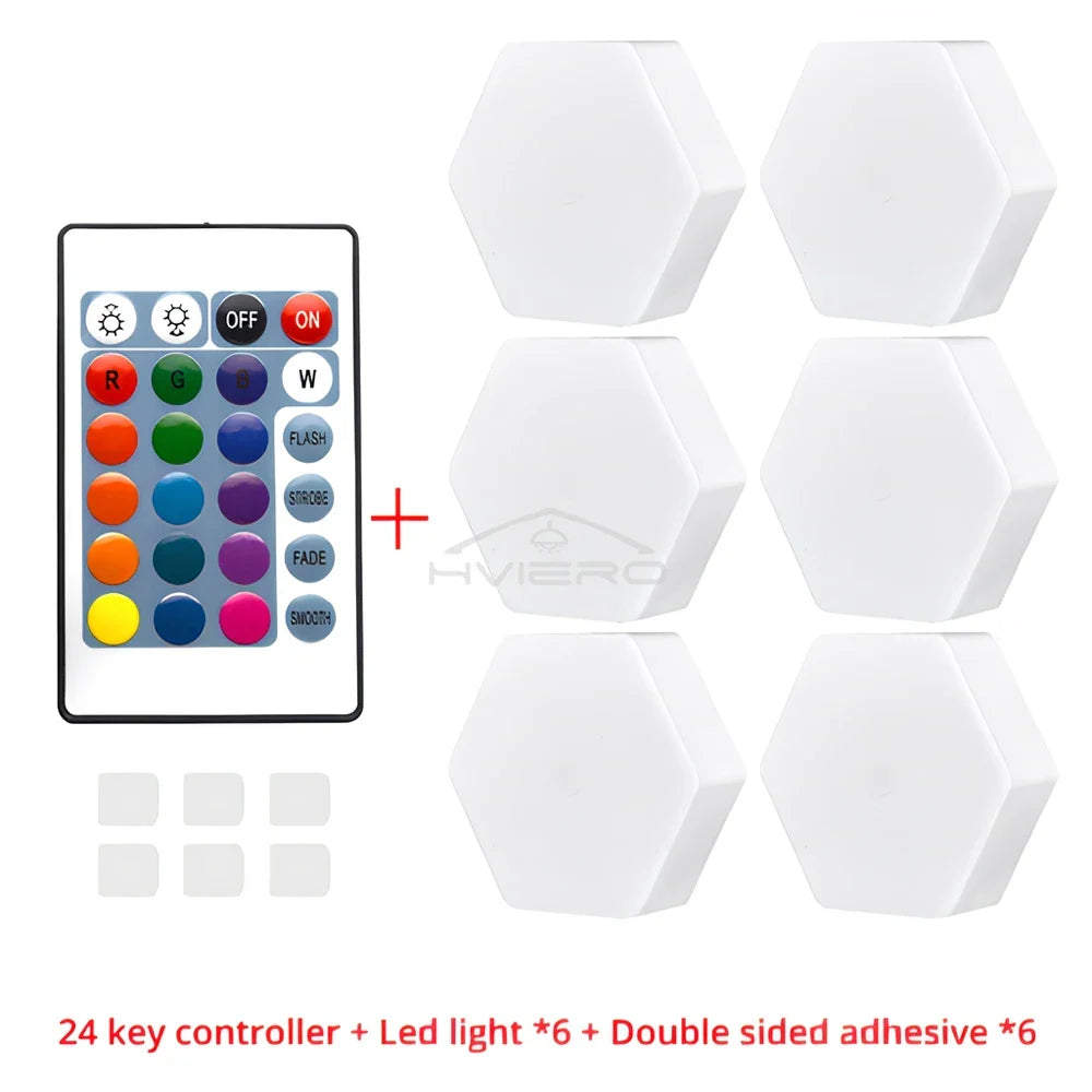 RGB Hexagon LED Wall Light – Touch & Remote Modular Honeycomb