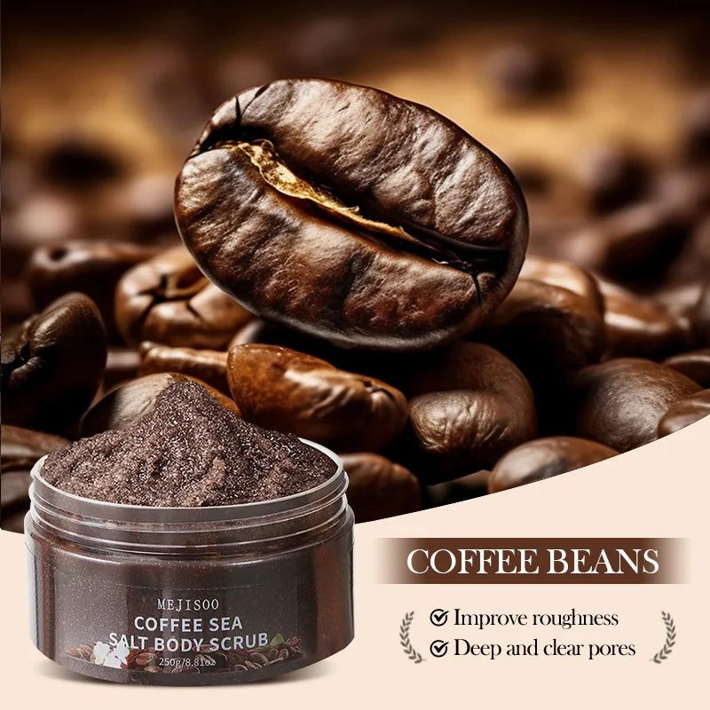 Coffee Sea Salt Body Scrub – Natural Exfoliating Cleanser 250g