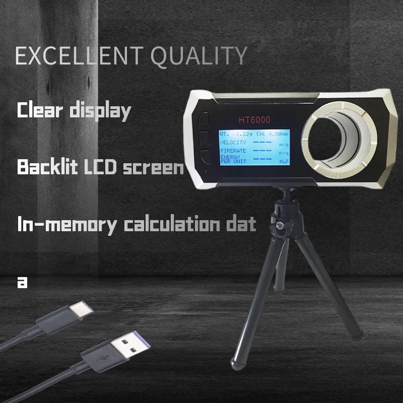 LCD Screen Bullet Firing Speed Chronograph HT6000 Shooting Screen Velometer Air Gun Paintball Gun Speed APP Smart Speed Tester Peaceful Pleasures Health and Wellness