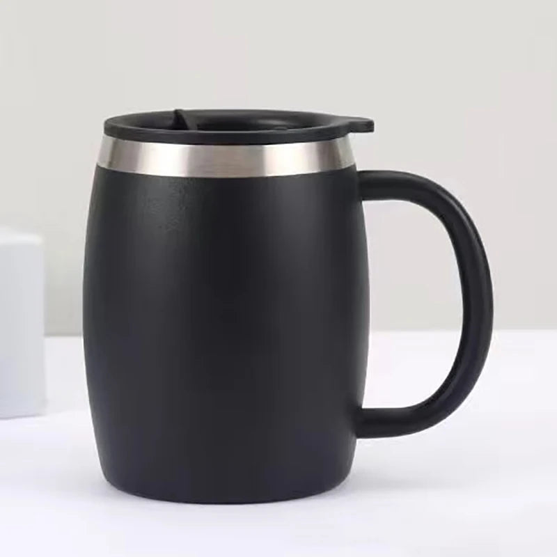 Double-Wall Stainless Steel Insulated Mug with Lid – 420ml Coffee, Tea & Beer Tumbler