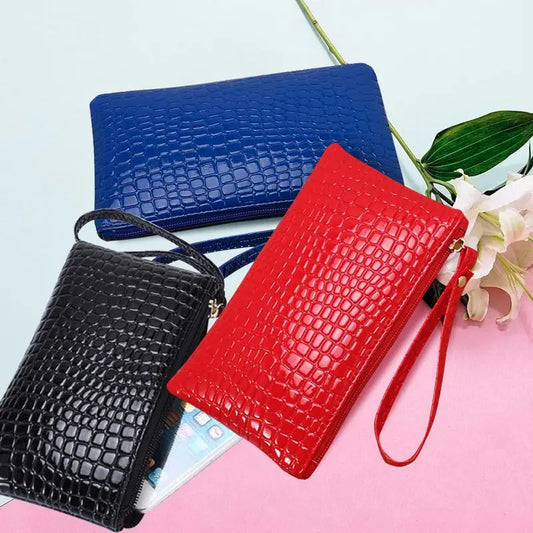 New Fashion PU Leather Wallet Purse Card Phone Holder Makeup Bag Clutch Zip Opening Handbag for Women Peaceful Pleasures Health and Wellness