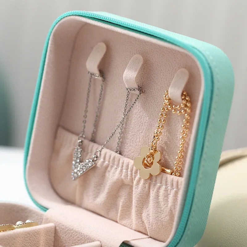 Portable Leather Jewelry Travel Organizer Box | Rings & Earrings