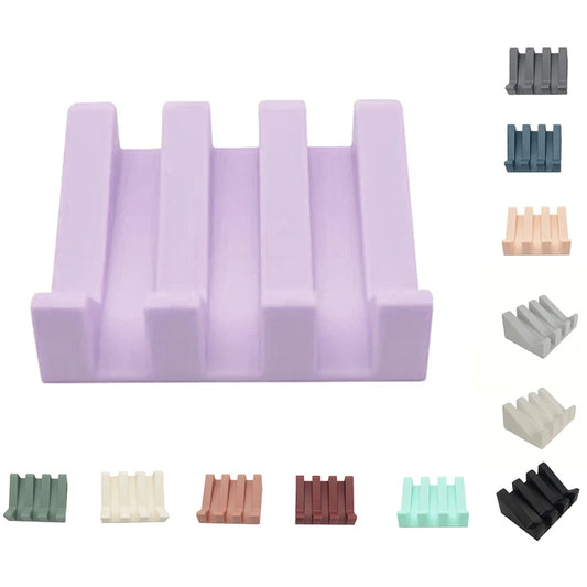 Silicone Soap Box with Tilted Drain Design Easy Drying Non Toxic Soft Base for Bathroom Kitchen Shower Washable Soap Dish Peaceful Pleasures Health and Wellness