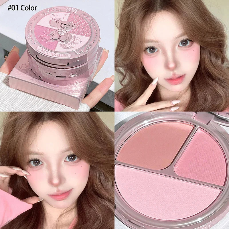 ARTVALUE Matte Blush Palette – 3-Color Cheek Tint & Contour