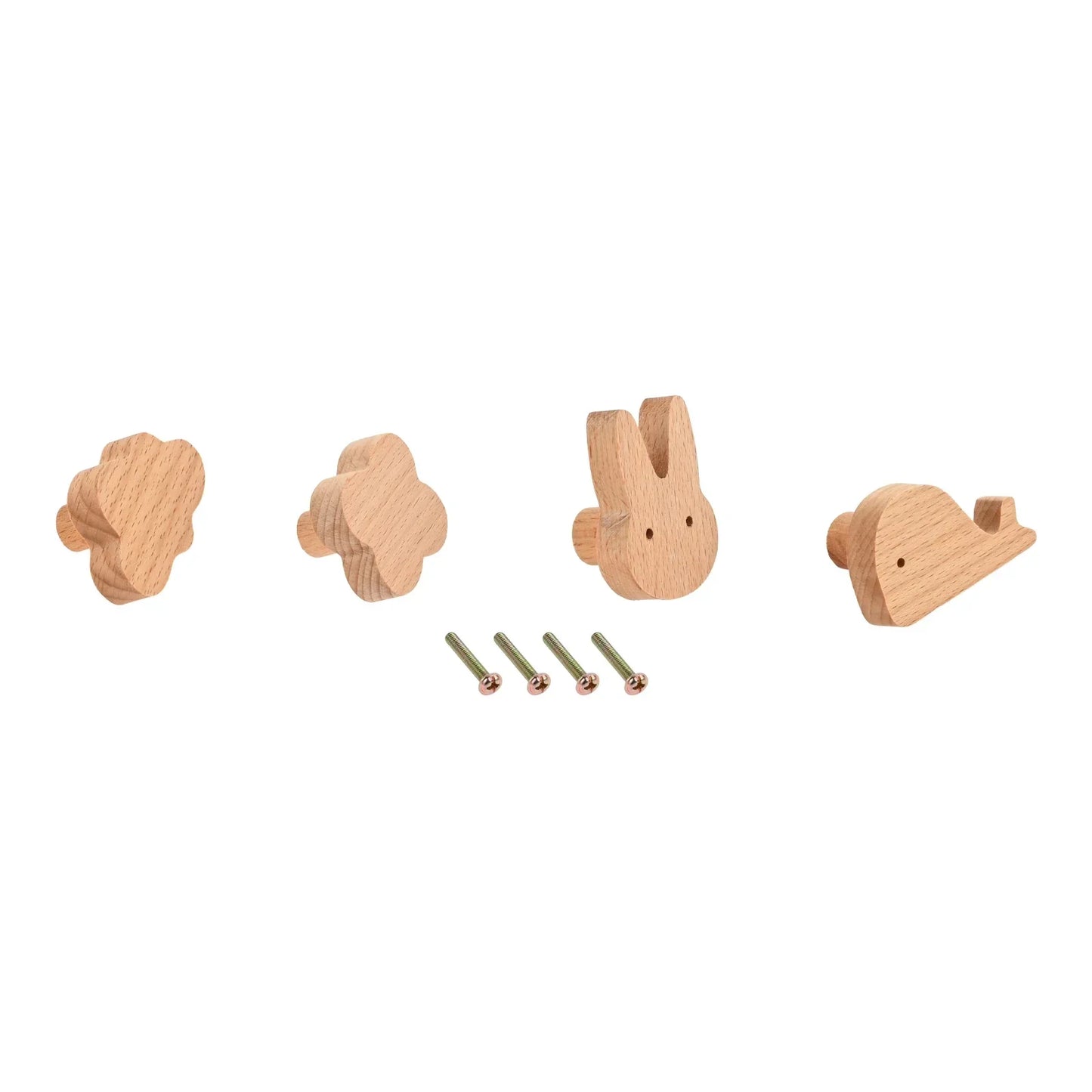 Cute Animal Wooden Cabinet Knobs & Drawer Handles w/ Screw