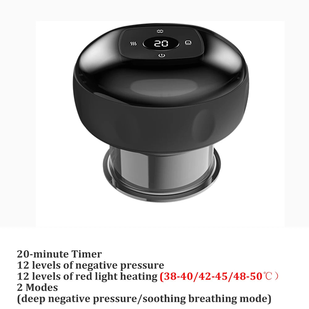 Chinese Smart Medical Cupping Electric Suction Beauty Body Cellulite Massager for Back Scraping Home Handheld Vacuum Guasha Jars Peaceful Pleasures Health and Wellness Type 2 12 Gears