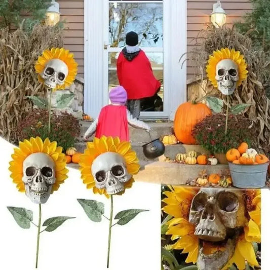 Halloween Horror Skull Sunflower Artificial Flower Gothic Festival Peaceful Pleasures Health and Wellness