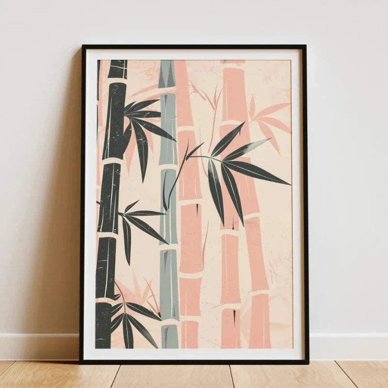 Minimalist Bamboo Tropical Leaf Botanical Canvas Wall Art Print