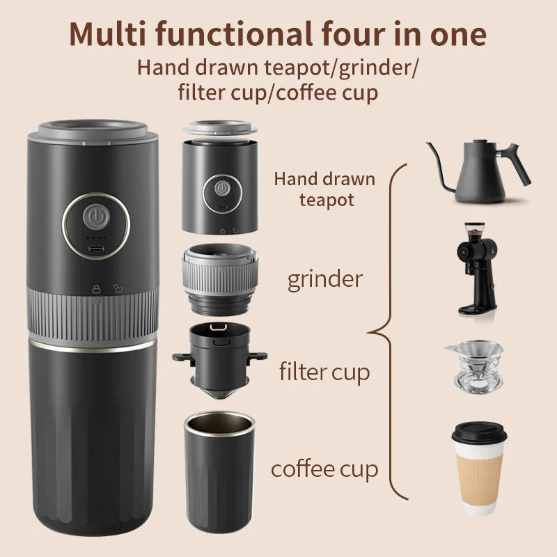 Portable Electric Coffee Bean Grinder & Drip Coffee Maker