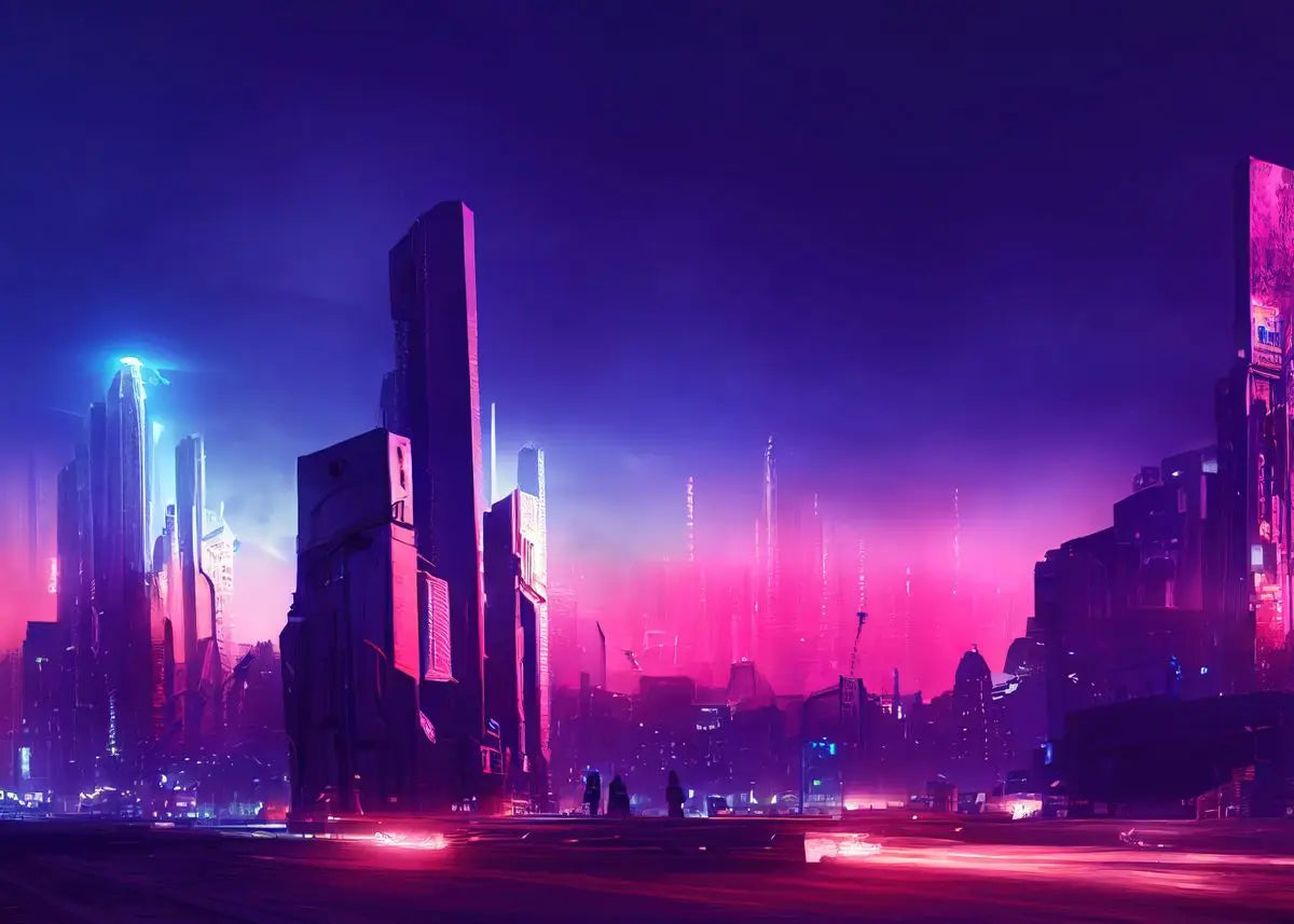 Cyberpunk Neon City Poster Fantasy Collection Wall Art for Passionate Decor Enthusiasts Peaceful Pleasures Health and Wellness