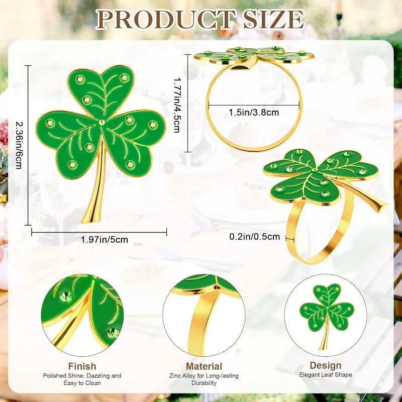 Clover Shamrock Napkin Rings – St. Patrick's Day Table Décor