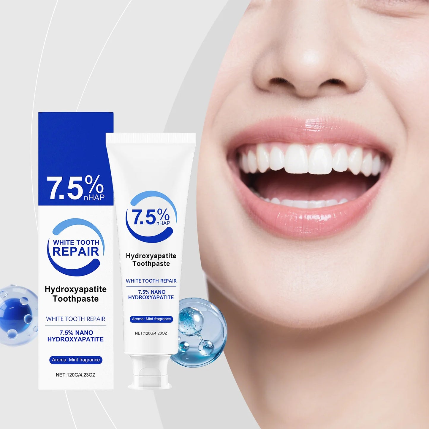 Hydroxyapatite Toothpaste Fresh Breath Enamel Protection Gentle Mint Tooth Strengthening Intensives Stain Removal Cleaning Care Peaceful Pleasures Health and Wellness