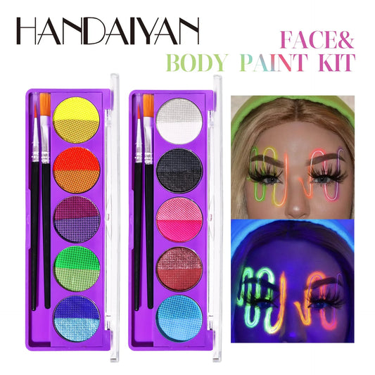 UV Glow Face & Body Paint Palette – High Pigment Water-Based UV Body Paint Palette Oasis Select