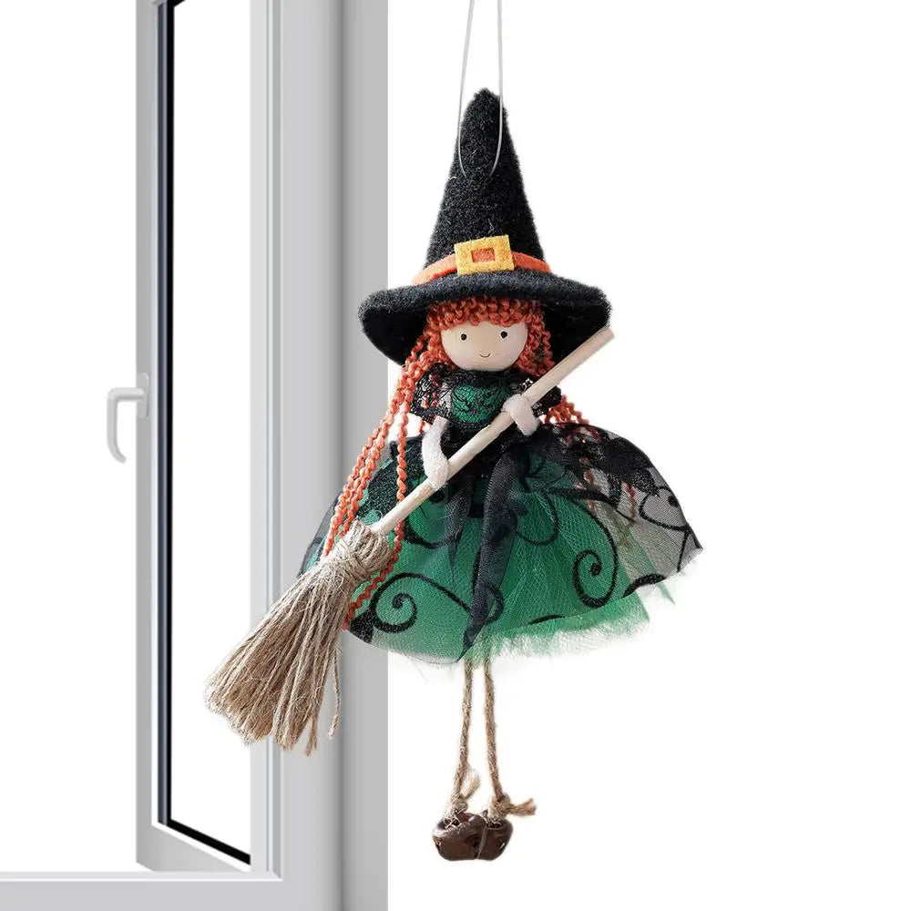 Witch Doll Hangable Witch Doll Ornament Scary Collectible Figurine Decoration for Holiday Party Window Garden Patio Outdoor Peaceful Pleasures Health and Wellness Green CN