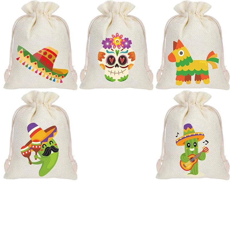 5-Pack Fiesta Gift Bags | Cinco de Mayo Mexican Party Décor Party Gift Bags Peaceful Pleasures Health and Wellness bag 13x18cm 1 set 5pieces