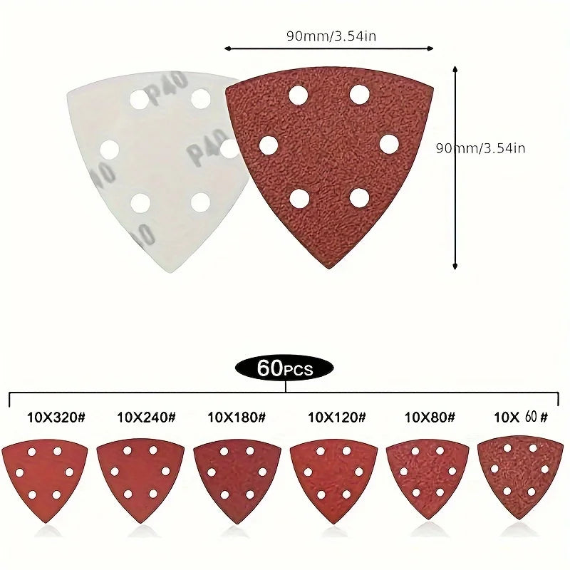 Triangle Sanding Pads Mouse Sander Sandpaper 6 Holes 60 80 120 180