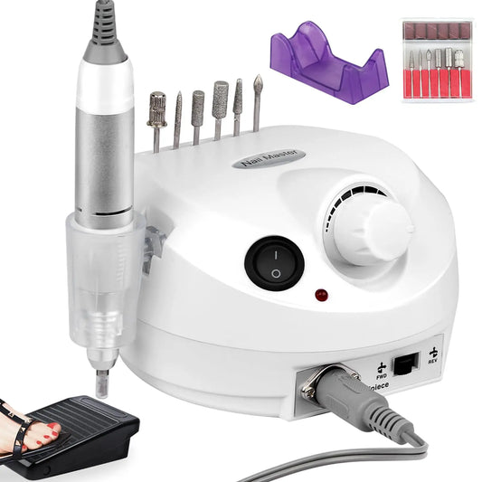 VamsLuna Electric Nail Drill 30000 RPM with Foot Pedal & Bits Electric Nail Drill Peaceful Pleasures Health and Wellness Ivory
