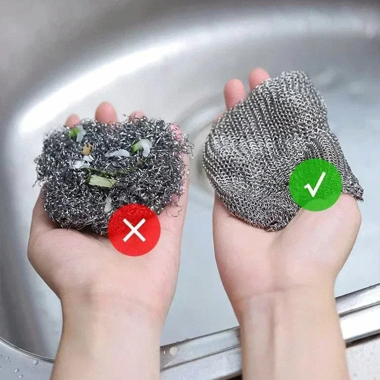Magic Cleaning Cloth Metal Steel Wire Dish Pot Washdishing Cloths Kitchen Rags Clean Tools Thickened Double -sided Cloth Gadgets Peaceful Pleasures Health and Wellness