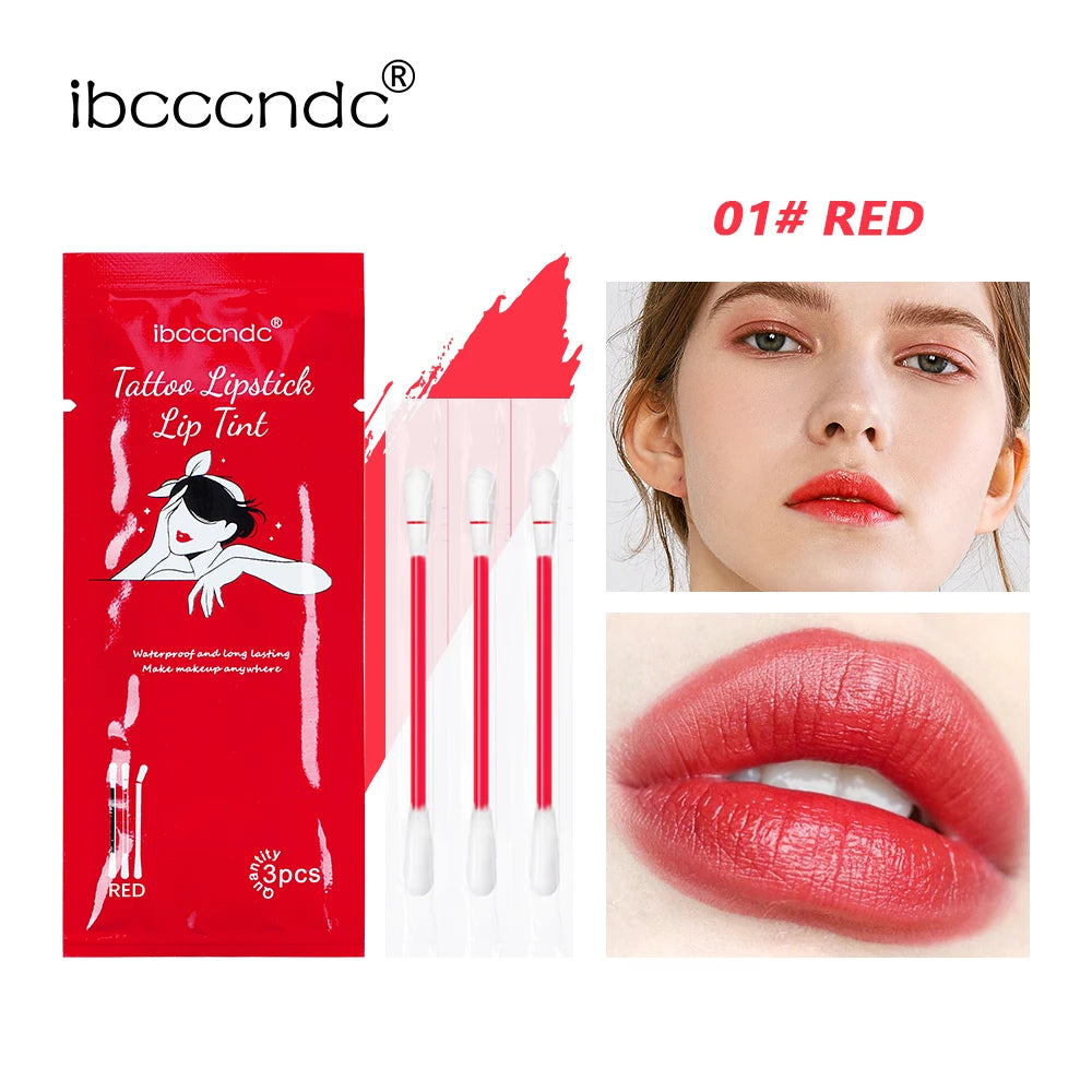 New Cotton Swab Lip Gloss Tattoo Lipstick Velvety Waterproof Matte Lip Gloss Portable Lip gloss Women Use Of Vacation Tourism Peaceful Pleasures Health and Wellness 01 red