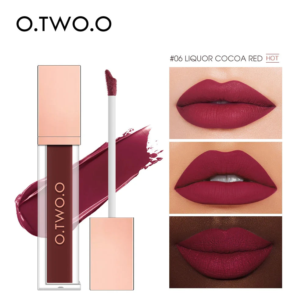 O.TWO.O Velvet Matte Liquid Lipstick – 12 Shades Waterproof