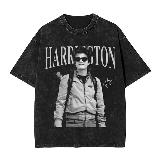 Steve Harrington Washed T Shirt Male Y2K Fun Cotton T Shirts Summer O-Neck Hip Hop Tee Shirt Printed Big Size Clothing Peaceful Pleasures Health and Wellness 1 S