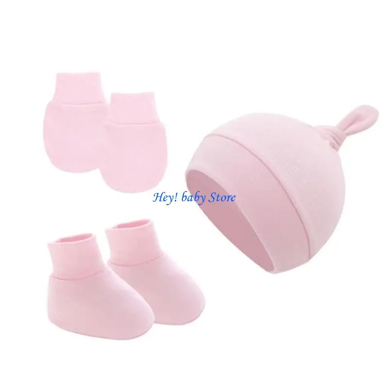 Newborn Baby Cotton Hat Mittens & Socks Set | 0-12 Months