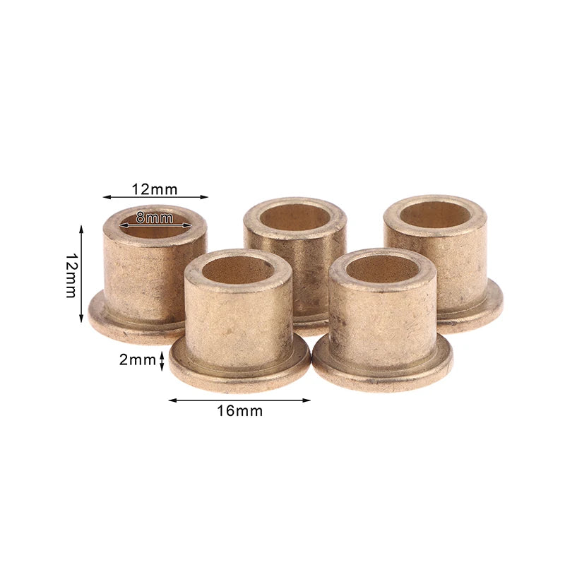 5Pcs Flange Bushing Copper Sleeve Inner Diameter 8MM Powder Metallurgy Oil Bearing With Edge Step Shoulder Peaceful Pleasures Health and Wellness 8x12x12