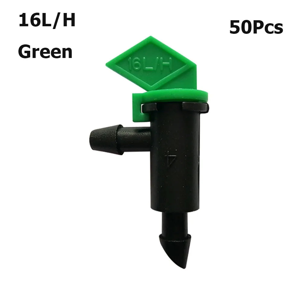 50pcs Adjustable Drip Emitters 4/8/16L/H | Garden Irrigation