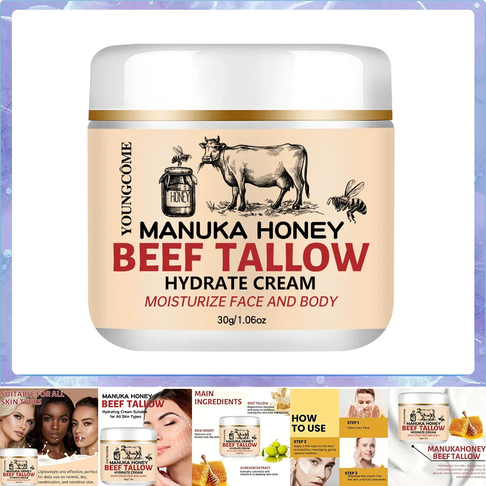 YOUNGCOME Beef Tallow Honey Balm – Face & Body Moisturizer