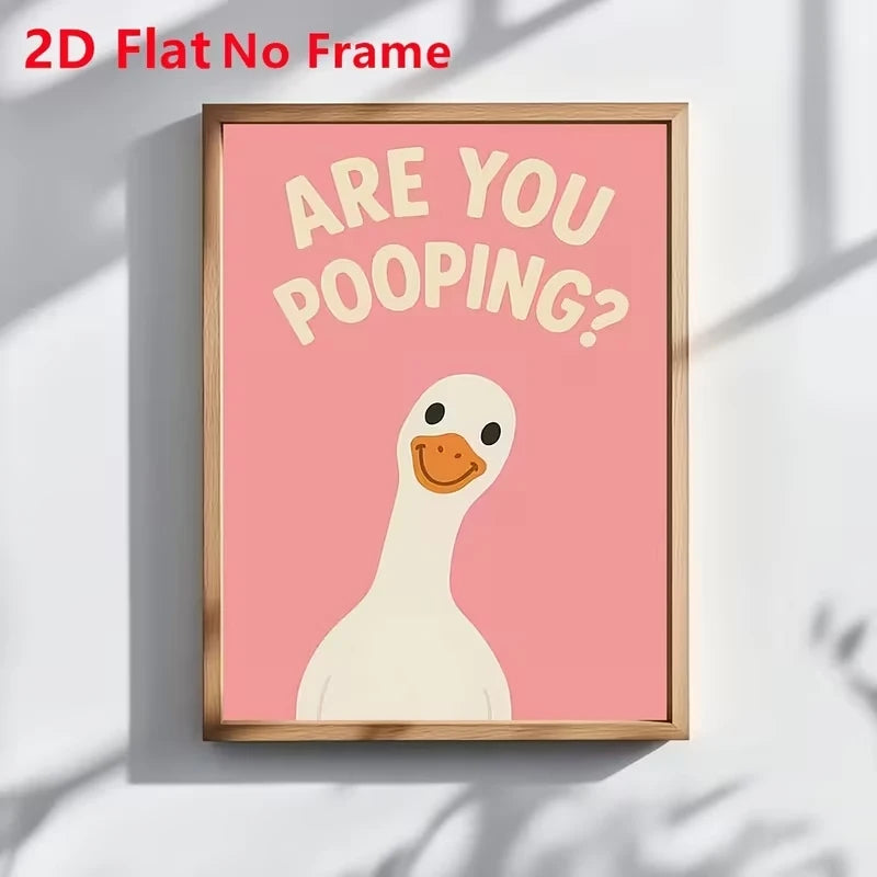 Modern Pink Are You Pooping Quotes With Smile Duck Wall Art Print Canvas Painting Poster Picture For Washroom Home Decor Peaceful Pleasures Health and Wellness G3918 30x40cm Unframed