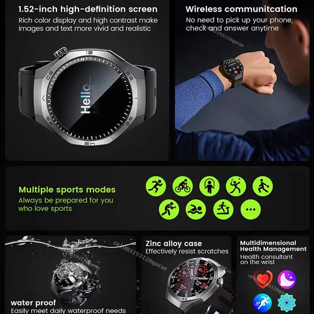 2026 New Smart Watch Men's 1.52 HD Screen Bluetooth Talk Heart Rate Monitor Men Women NFC Outdoor Sport Tracker Smart Watch MA27 Peaceful Pleasures Health and Wellness