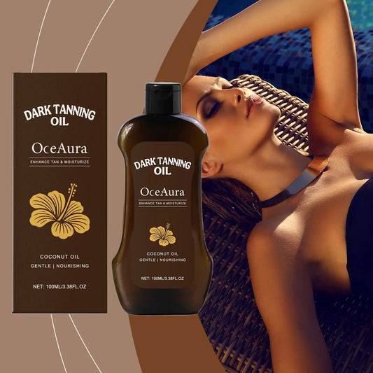 OCEAURA Coconut Dark Tanning Oil & Bronzer – 100ml Self Tan Self-Tanning Body Oil Oasis Select