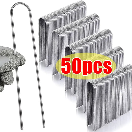 U-type Garden Staples Heavy-duty Fence Tubing Stakes Sod Pins Galvanized Landscape Spike for Holding Lawns Barrier Ground Nail Peaceful Pleasures Health and Wellness