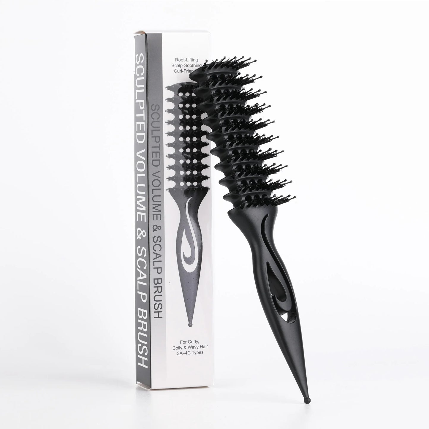 Curl Defining Styling Brush | Hollow Nylon Detangling Hair Comb Curl Styling Brush Peaceful Pleasures Health and Wellness black