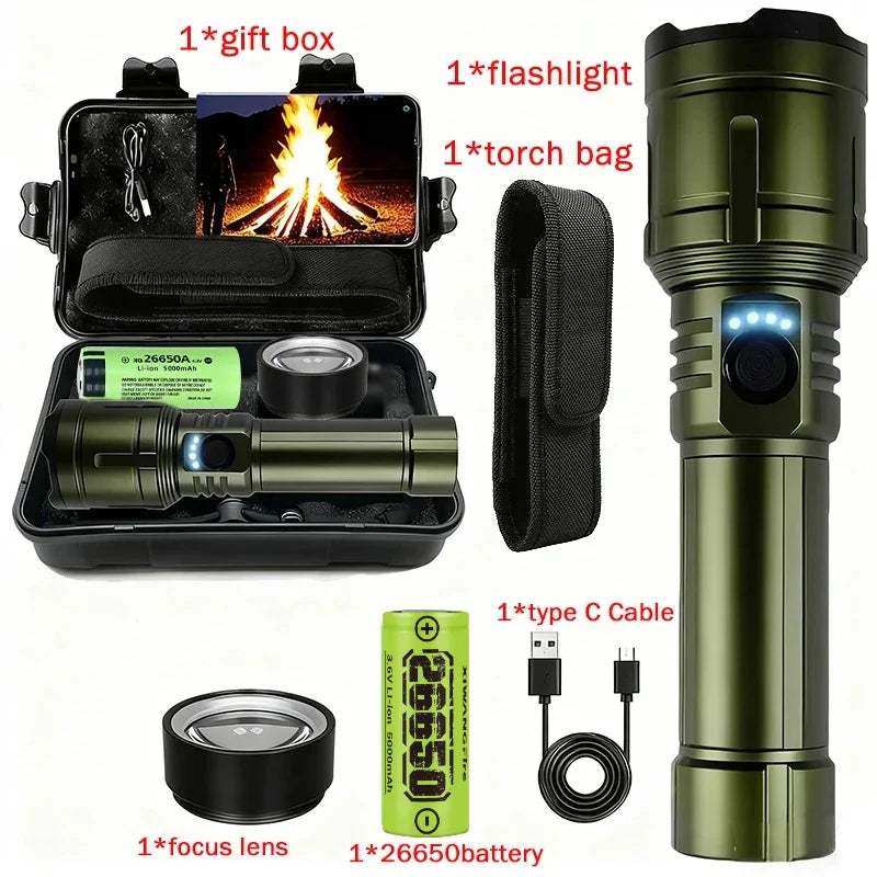 ZHIYU 3-in-1 Rechargeable Flashlight, Lighter & Power Bank 1200LM