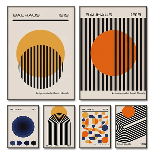 Mid Century Modern Bauhaus Geometric Canvas Wall Art Print Canvas Wall Art Peaceful Pleasures Health and Wellness