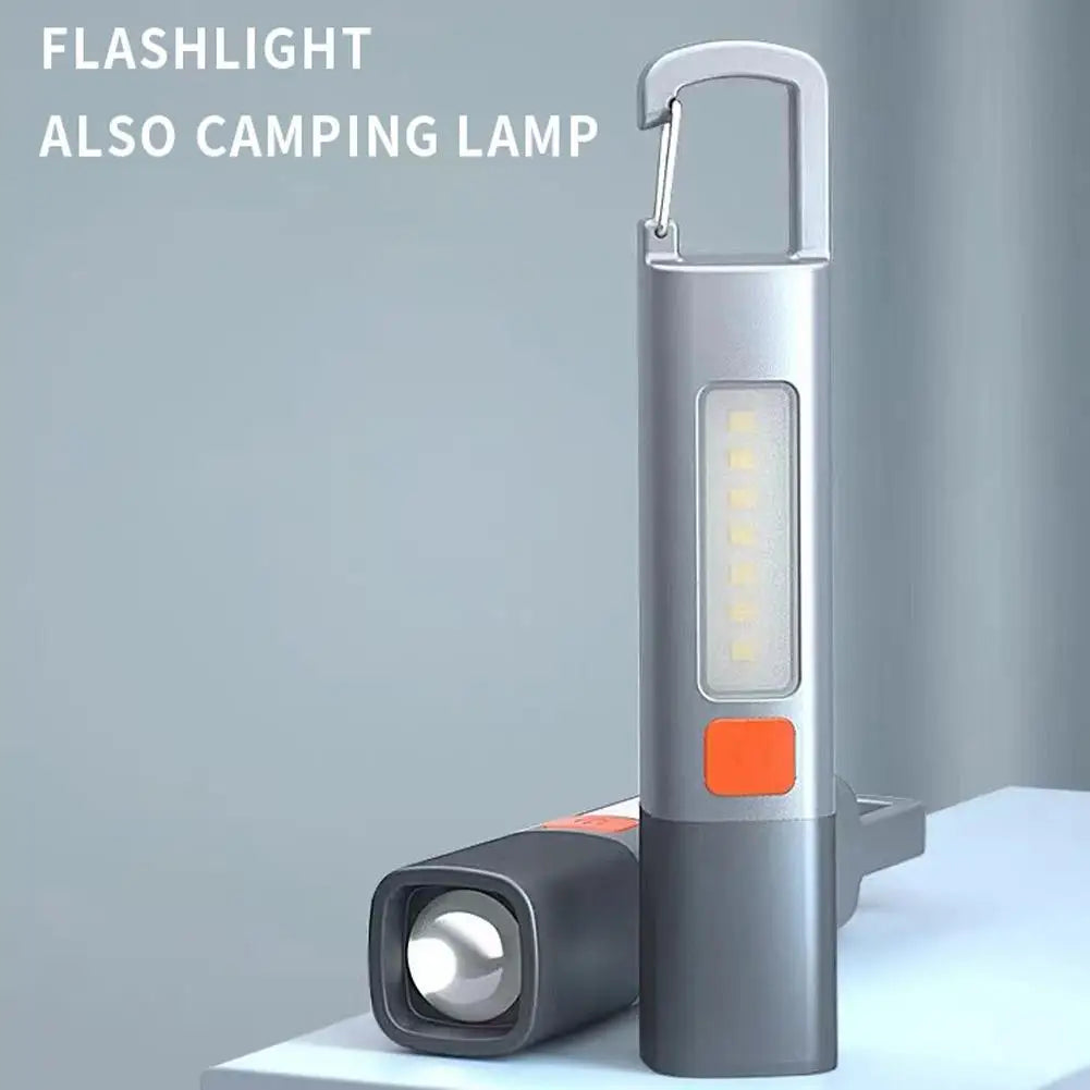 COB LED Camping Flashlight with Hook | USB Rechargeable Torch